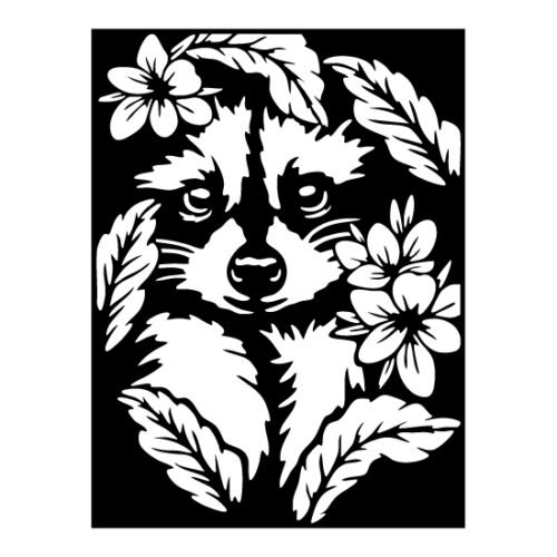 Wasbeer met bloemen - 99 x 74 cm