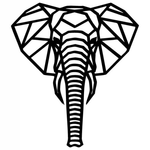 Geometrische Olifant - 44 x 50 cm